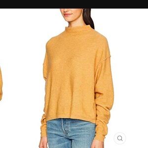 Free People Gold Breakaway High Neck Pull Over Sweater